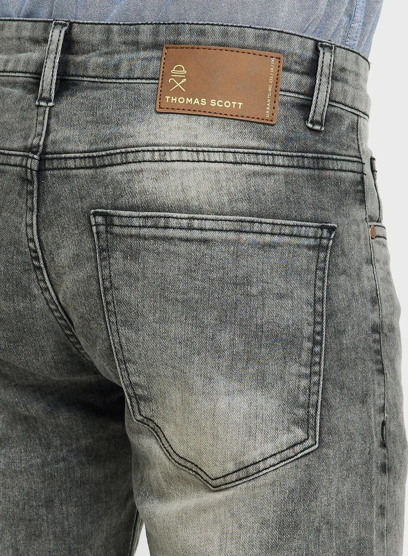 توماس سكوت Thomas Scott Men Classic Fit Heavy Fade Whiskers Stretchable Jeans