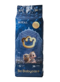 Babycare Babycare - Royal Baby Diapers, Size 5 (12–17 Kg), 36 Pieces, BPA-Free, Non-Toxic, Soft and Breathable, Leak-Proof, Ultra-Absorbent, Hypoallergenic, Secure Fit, Gentle on Baby Skin, Comfortable for Crawling, Long-Lasting Dryness, Easy to Use, Safe for Toddlers, Trusted Baby Protection  - Image 1