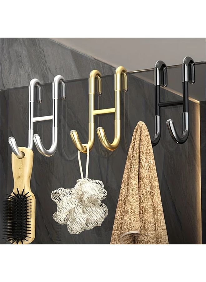 1pc Silvery Stainless Steel Heavy Duty Towel Hook Drill Free Bathroom Hanger - Image 2