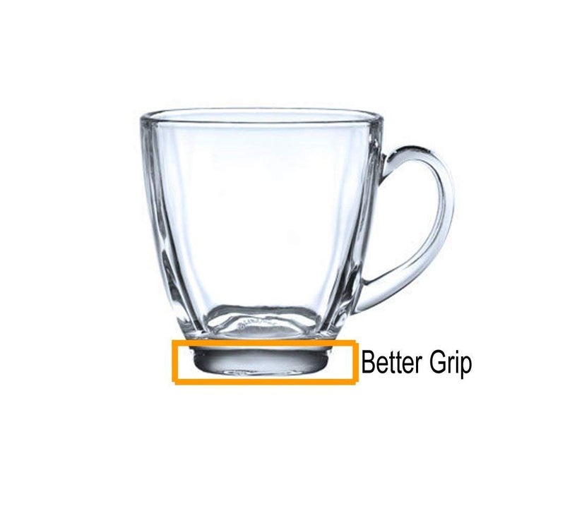 LVOOK Transparent Glass Tableware/Dinning Ware Tea Cup/Mug with Large Handel and Square Base| Pack of 6- (White, 170 ML) - Image 5