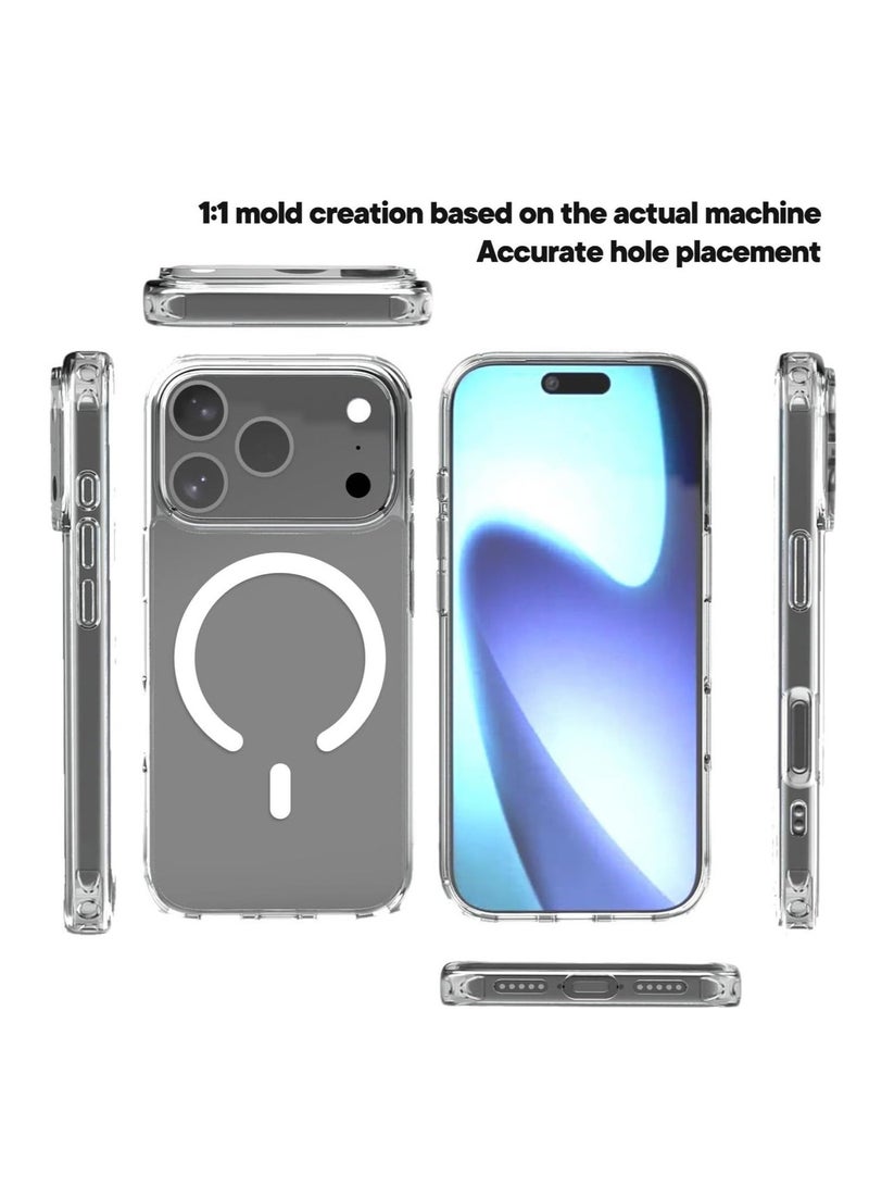 بلو بيك جراب BluePeak لهاتف iPhone 17 Pro بتقنية Magsafe، شفاف تمامًا - مصنوع من مادة TPU مقاومة للاصفرار، يوفر حماية من السقوط من ارتفاع 15 قدمًا وفقًا للمعايير العسكرية، غطاء نحيف شفاف مقاوم للصدمات، متوافق مع الشحن اللاسلكي لهاتف iPhone 17 Pro - Image 2