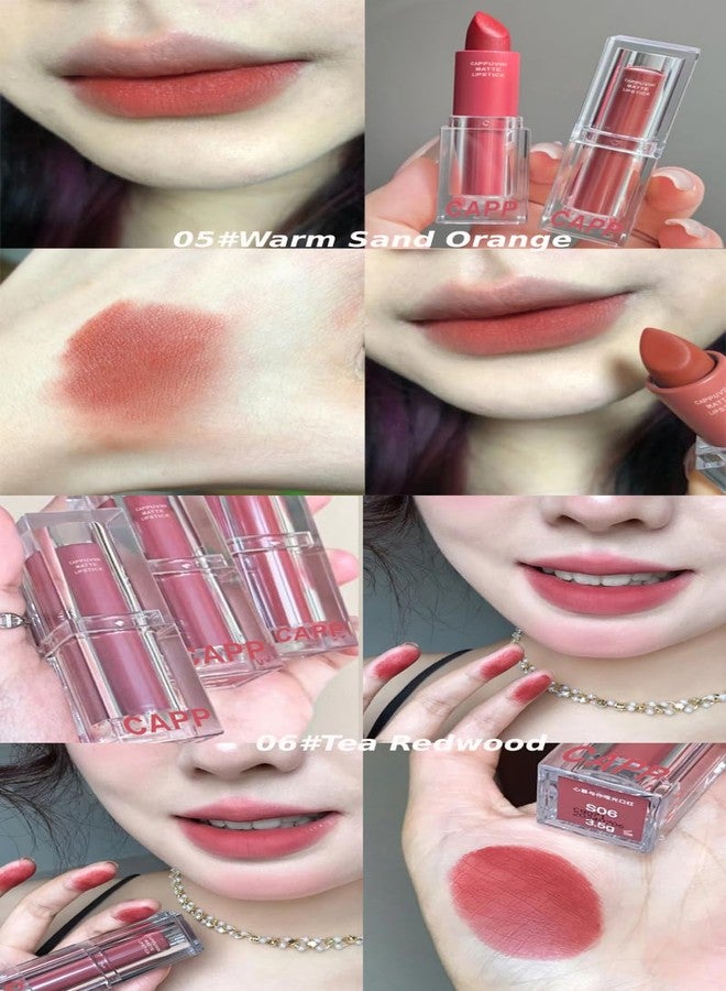 Cappuvini Soft Matte Muse Lipstick Collection | Long-Wearing Comfort Without Dryness | No Lip Liner Needed Anti-Feathering Technology | Lipsticks for Women Featuring Clean Girl Aesthetic Colors | Perfect for Clean Girl and Matte Makeup Looks (02#Ice Shake Berry, 3.5g) - Image 5