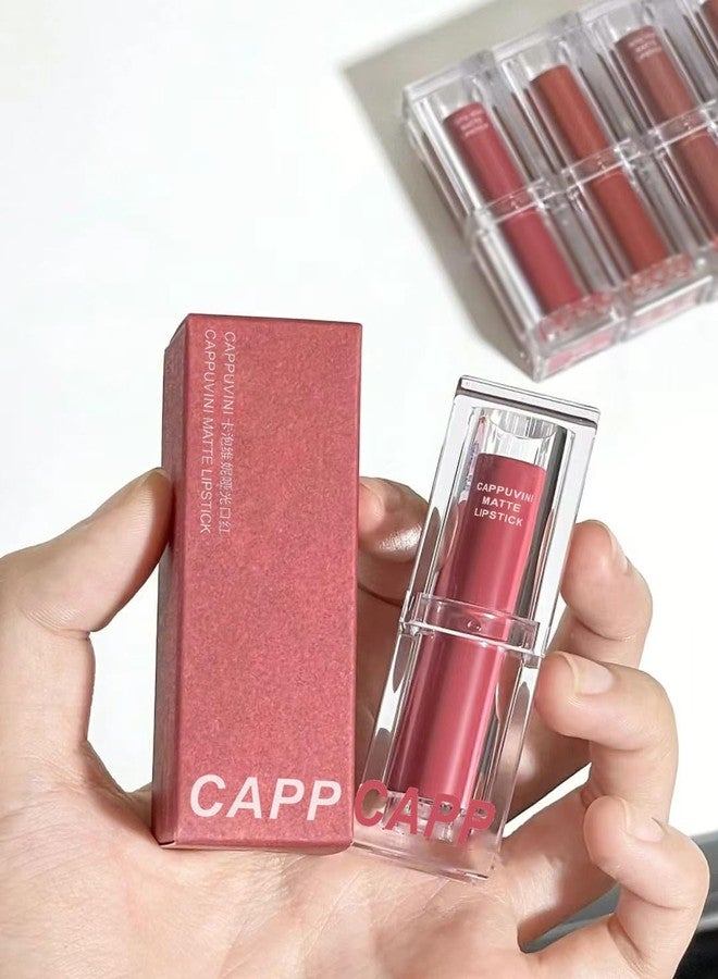 Cappuvini Soft Matte Muse Lipstick Collection | Long-Wearing Comfort Without Dryness | No Lip Liner Needed Anti-Feathering Technology | Lipsticks for Women Featuring Clean Girl Aesthetic Colors | Perfect for Clean Girl and Matte Makeup Looks (02#Ice Shake Berry, 3.5g) - Image 1