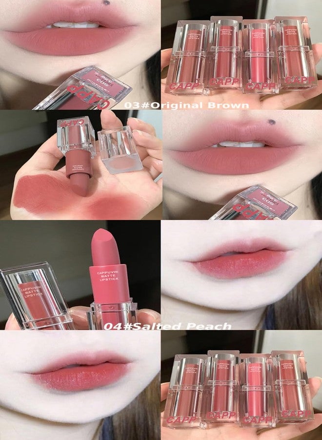 Cappuvini Soft Matte Muse Lipstick Collection | Long-Wearing Comfort Without Dryness | No Lip Liner Needed Anti-Feathering Technology | Lipsticks for Women Featuring Clean Girl Aesthetic Colors | Perfect for Clean Girl and Matte Makeup Looks (02#Ice Shake Berry, 3.5g) - Image 4