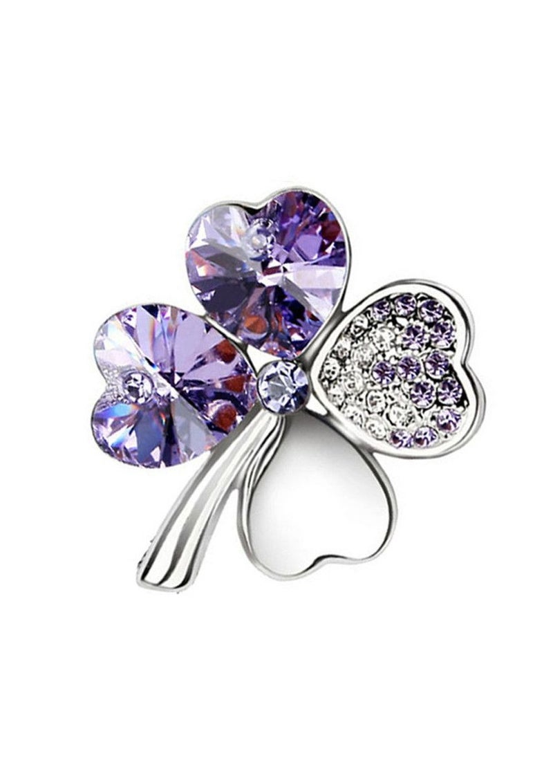 KUYING - New Lucky Grass Four Leaf Grass Crystal Brooch - Image 1