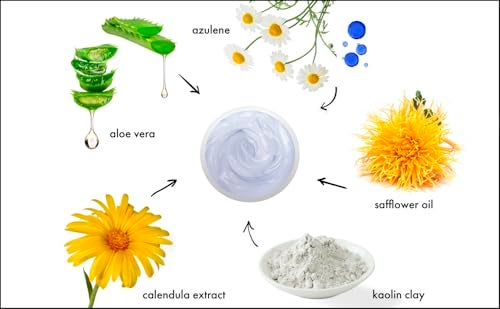 Raya Azulen Soothing Masque (602) | Calming Facial Treatment Mask for Sensitive Skin | Tones and Refines Complexion | Made with Azulene and Aloe Vera - Image 2