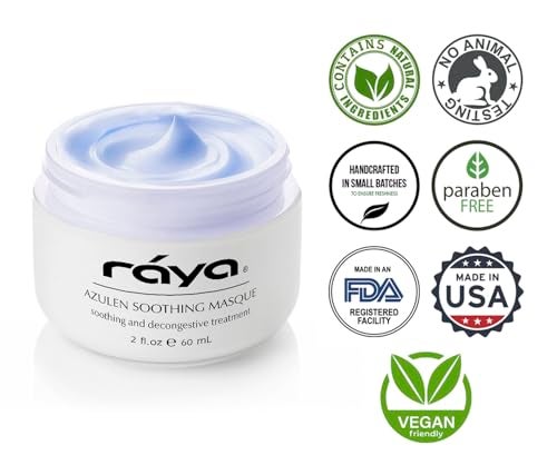 Raya Azulen Soothing Masque (602) | Calming Facial Treatment Mask for Sensitive Skin | Tones and Refines Complexion | Made with Azulene and Aloe Vera - Image 4