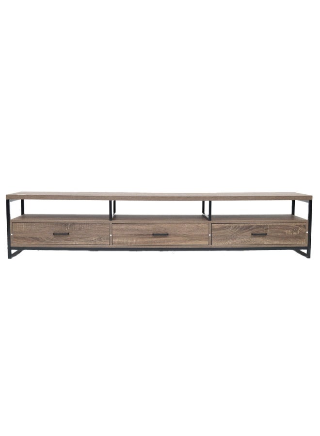 AL Hadaya Mall Luxury Classic Wooden TV Stand Media Entertainment Center Console Table Cabinet Unit Brown 200x40x42 cm Furniture for Home Living Room Bedroom - Image 2