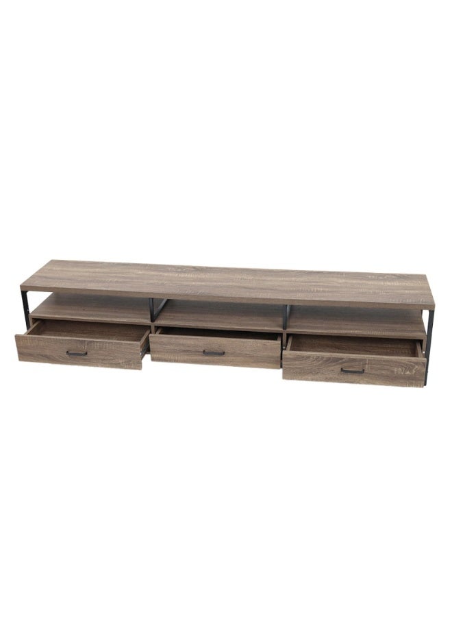 AL Hadaya Mall Luxury Classic Wooden TV Stand Media Entertainment Center Console Table Cabinet Unit Brown 200x40x42 cm Furniture for Home Living Room Bedroom - Image 3