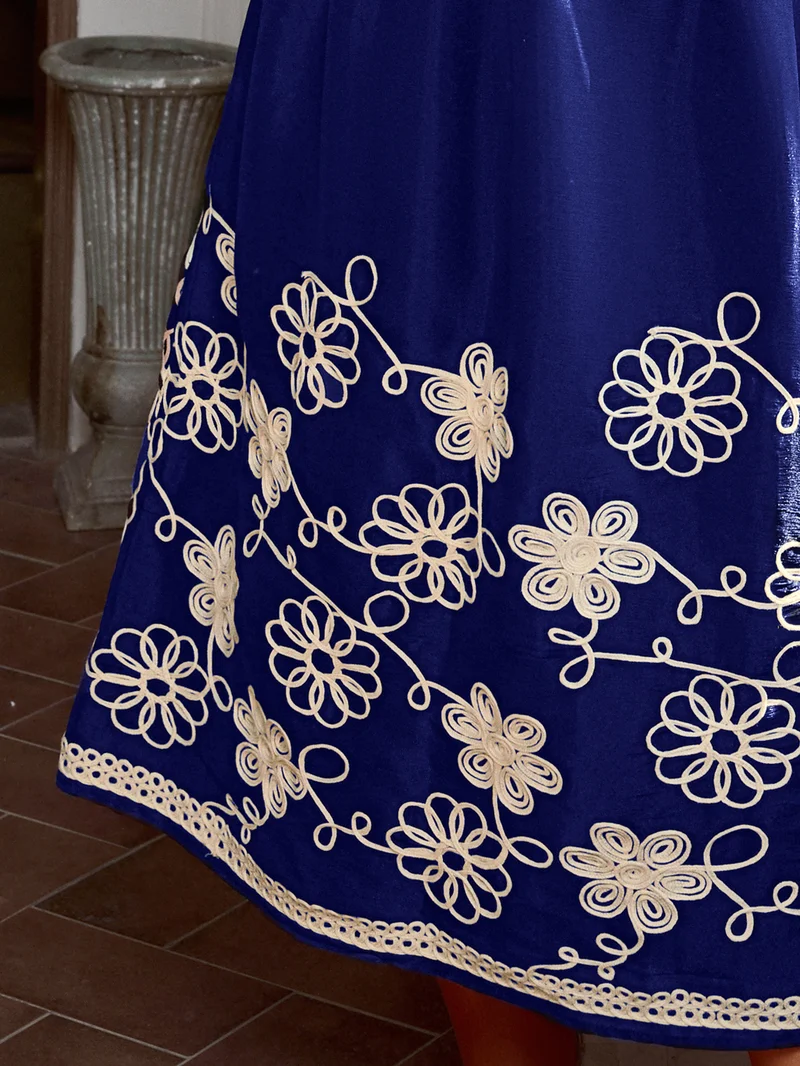 Simplee V Placket Short Sleeve Printed Midi Dress, Waist Cinched A Line Skirt, Plus Size Casual Floral Dress