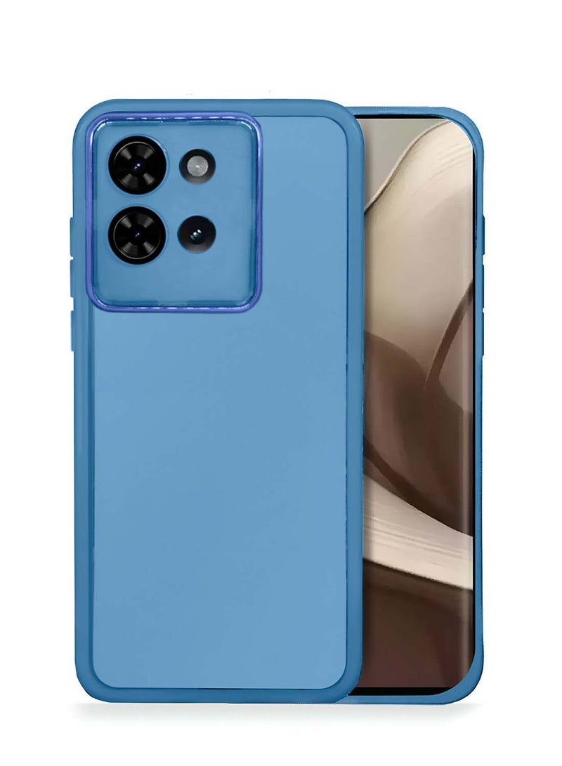 Wtech Motorola Edge 50 5G 2024 Soft Transparent TPU Silicone Ultra Thin Phone Stylish Electroplated Camera Border Back Case Cover - Blue - Image 1