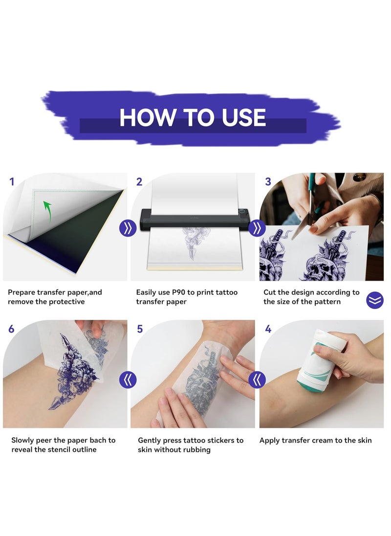 PeriPage PeriPage Tattoo Transfer Paper,100 Sheets A4 Size Tattoo Stencil Transfer Paper for Tattooing.  - Image 5