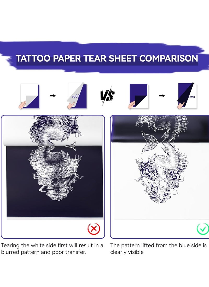 PeriPage Tattoo Transfer Paper,100 Sheets A4 Size Tattoo Stencil Transfer Paper for Tattooing.