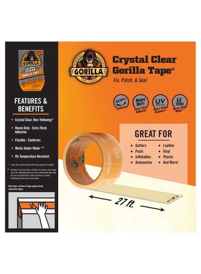 Gorilla Crystal Clear Repair Duct Tape, 1.88” X 27ft, Clear, (Pack Of 1) - Image 3