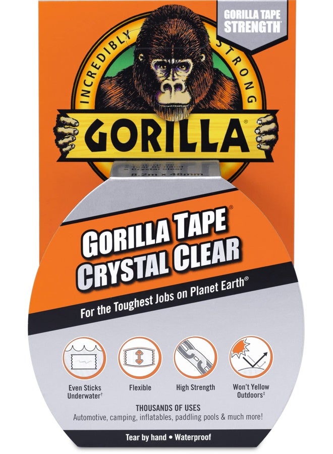 Gorilla Crystal Clear Repair Duct Tape, 1.88” X 27ft, Clear, (Pack Of 1) - Image 1