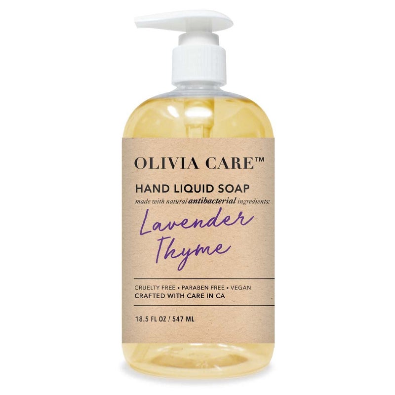 Olivia Care Antibacterial Hand Soap Infused with Sage Tea Tree Oil Lavender Thyme Fragrance Cleansing GermFighting Moisturizing Hand Wash for Kitchen Bathroom 185 fl oz