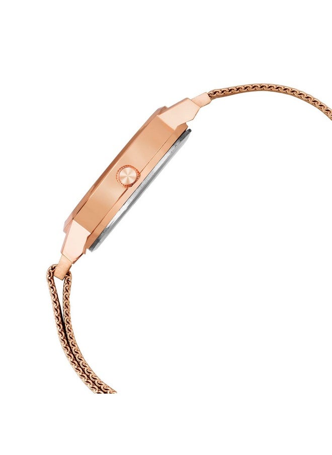 LOUIS DEVIN - LOUIS DEVIN Rose Gold Plated Mesh Chain Analog Wrist Watch for Women (Rose Gold Dial) | LD-RG162-RG - Image 1