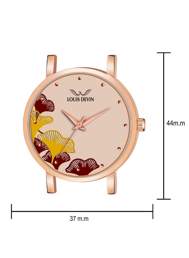 LOUIS DEVIN - LOUIS DEVIN Rose Gold Plated Mesh Chain Analog Wrist Watch for Women (Rose Gold Dial) | LD-RG162-RG - Image 1