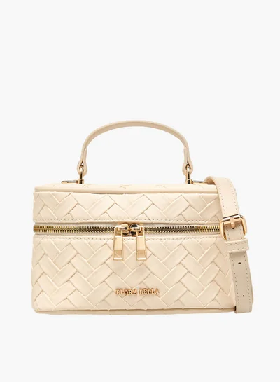 Flora Bella By Shoexpress Textured Crossbody Bag with Detachable Strap and Zip Closure