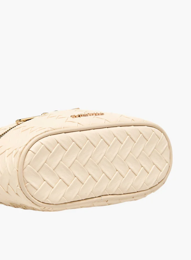 Flora Bella By Shoexpress Textured Crossbody Bag with Detachable Strap and Zip Closure