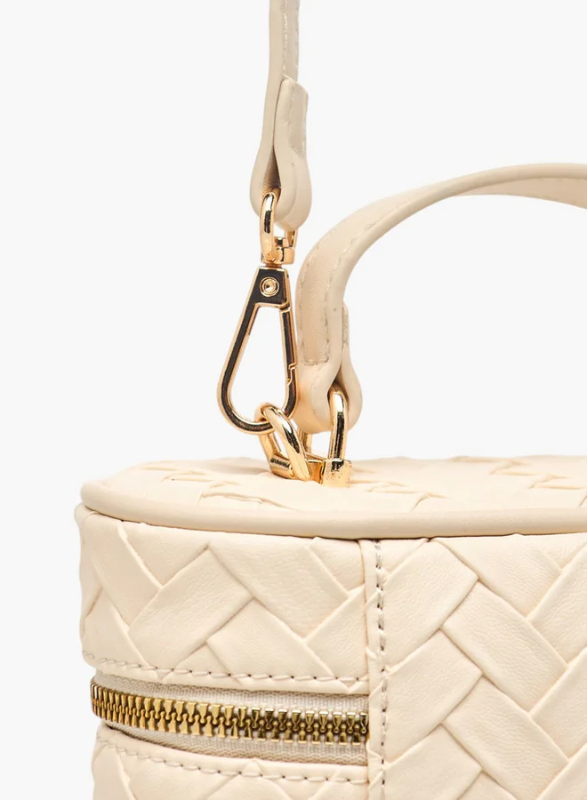 Flora Bella By Shoexpress Textured Crossbody Bag with Detachable Strap and Zip Closure