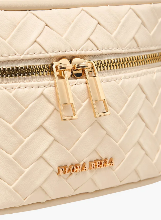 Flora Bella By Shoexpress Textured Crossbody Bag with Detachable Strap and Zip Closure