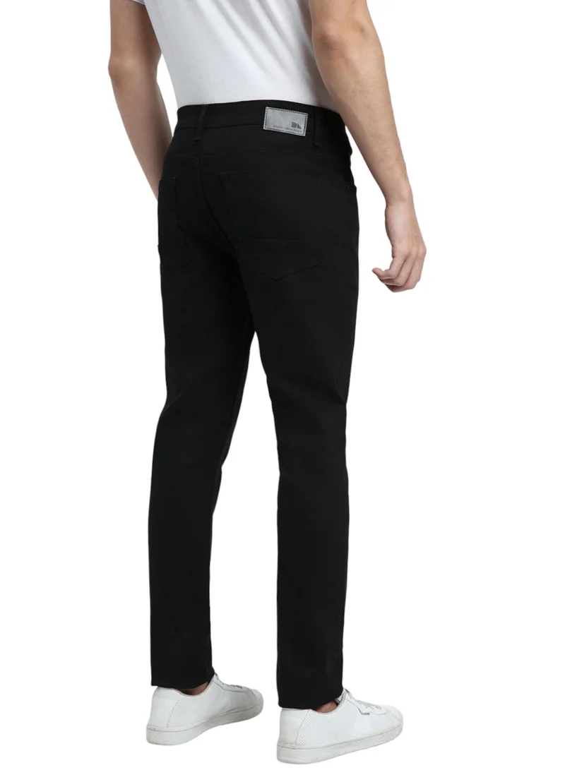 دينيس لينغو Slim Fit Black Men's Jeans with Button & Zip Closure (Cotton Stretch)