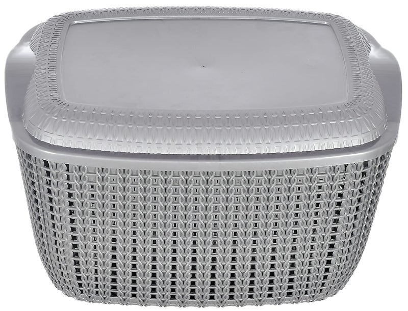 Kuber Industries Multipurposes Large M 30 Plastic Basket, Organizer For Kitchen, Countertop, Cabinet, Bathroom With Lid (Grey) -46KM014 - Image 1