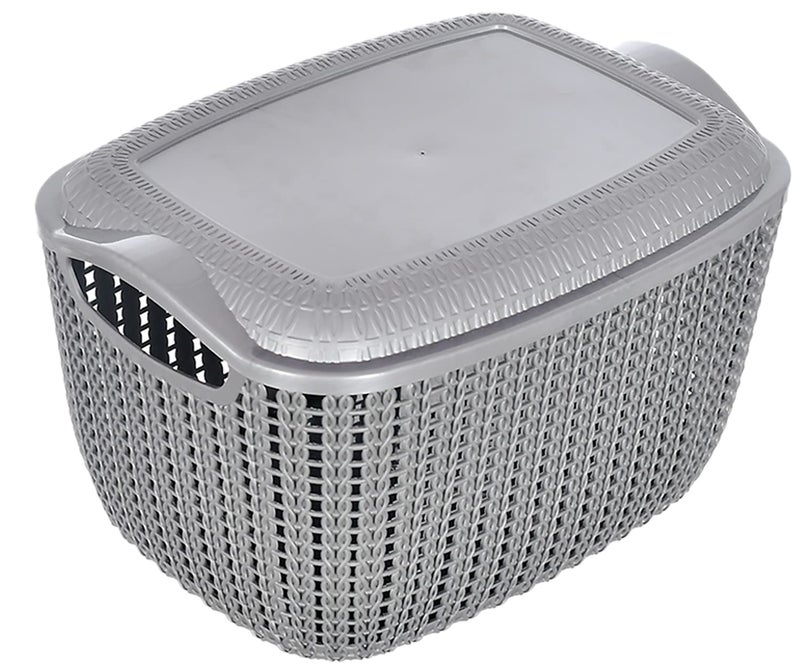 Kuber Industries Multipurposes Large M 30 Plastic Basket, Organizer For Kitchen, Countertop, Cabinet, Bathroom With Lid (Grey) -46KM014 - Image 4