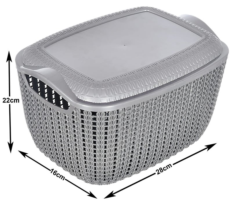 Kuber Industries Multipurposes Large M 30 Plastic Basket, Organizer For Kitchen, Countertop, Cabinet, Bathroom With Lid (Grey) -46KM014 - Image 3