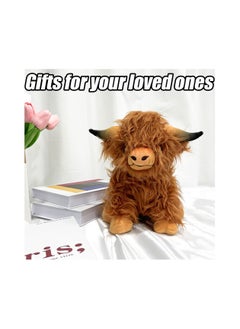 Y&D SYOSI 12 Inch Yak Cub Stuffed Toy, Highland Fluffy Cow Plush, Cute Realistic Soft Animal Farm Decor for Adults Kids Birthday Gift Toy (Brown)  - Image 5