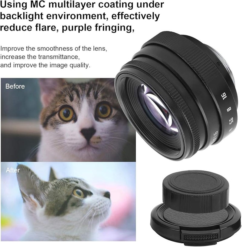 35mm F1 6 C Mount Manual Lens Large Aperture Fixed Focus Portrait Black - Image 3