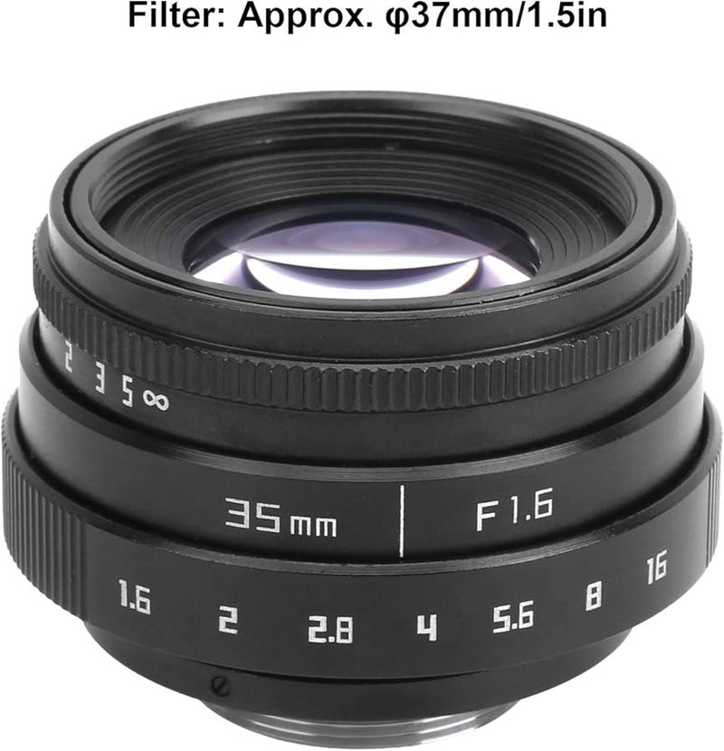 35mm F1 6 C Mount Manual Lens Large Aperture Fixed Focus Portrait Black - Image 5