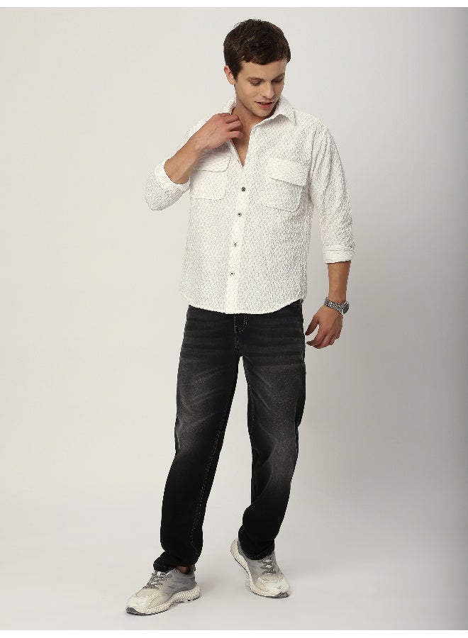 Beyoung White Terry Textured Shirt - Image 5
