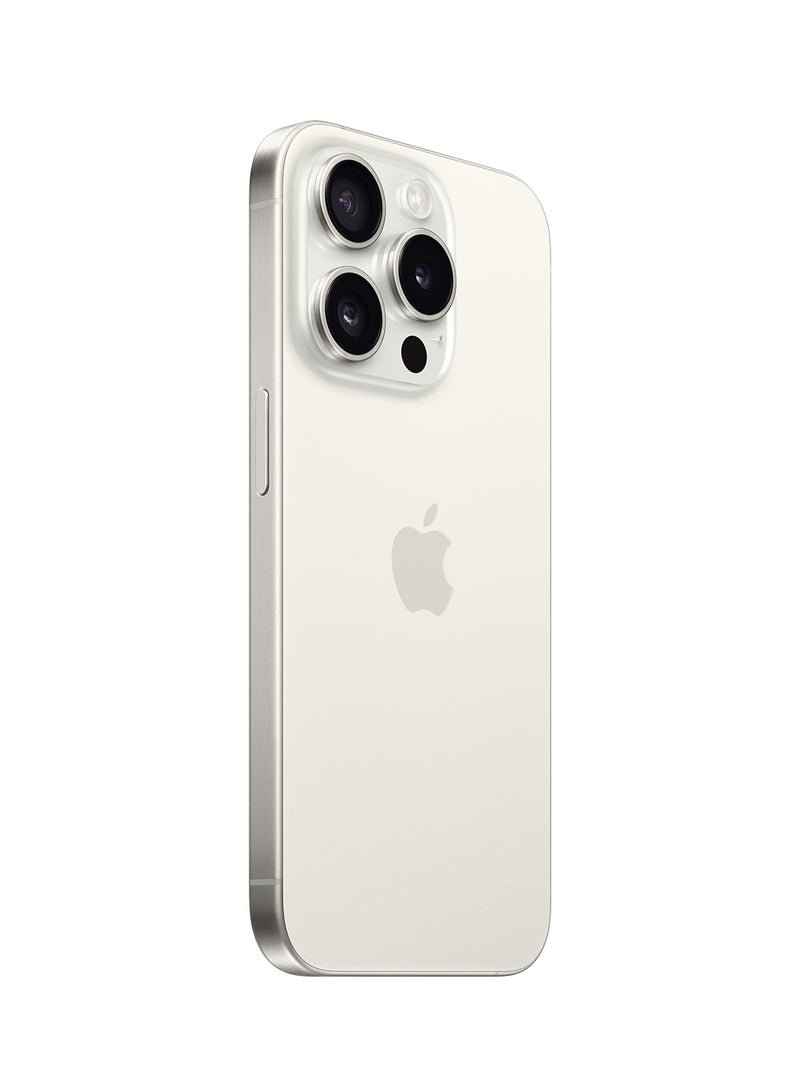 ابل  Refurbished - iPhone 15 Pro 128GB White Titanium 5G With FaceTime - USA Version (e-SIM only) - Image 3