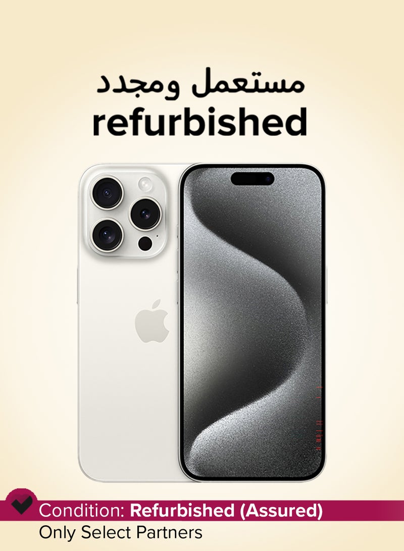 ابل  Refurbished - iPhone 15 Pro 128GB White Titanium 5G With FaceTime - USA Version (e-SIM only) - Image 1