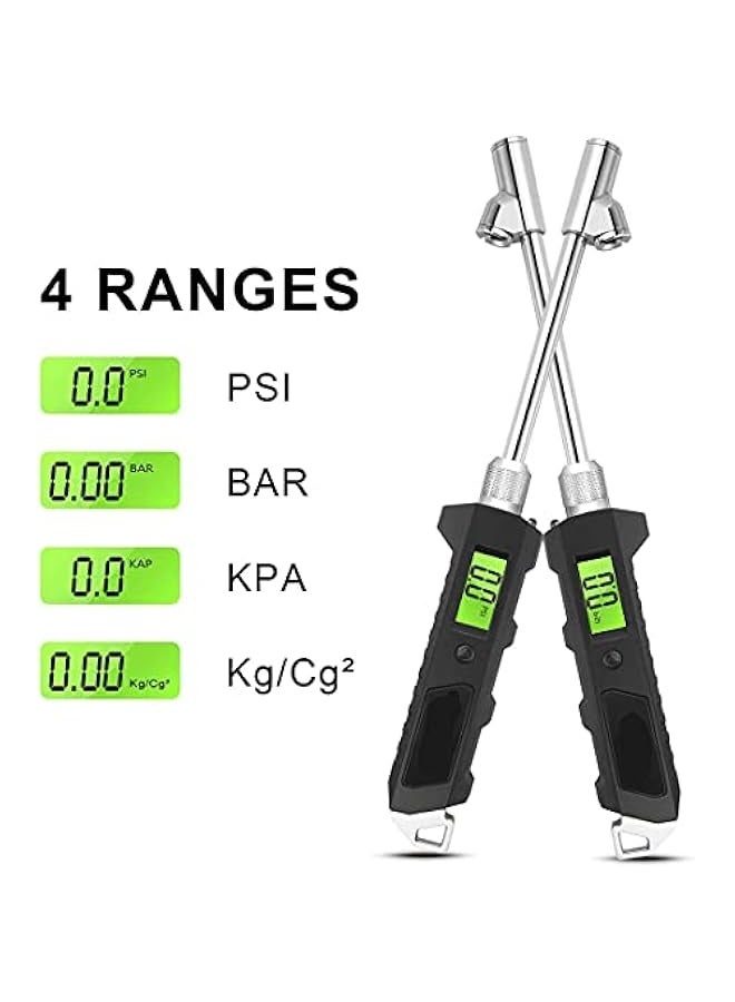 Generic Digital Tire Pressure Gauge 230 PSI Heavy Duty Dual Head for Truck and RV with Backlit LCD and Flashlight with Keyring Tyre Air Inflator Gauge With Flexible Hose for Cars Motorbike  - Image 3