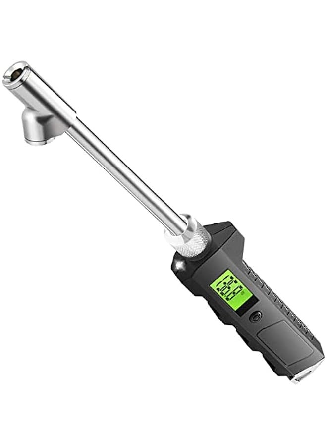 Generic Digital Tire Pressure Gauge 230 PSI Heavy Duty Dual Head for Truck and RV with Backlit LCD and Flashlight with Keyring Tyre Air Inflator Gauge With Flexible Hose for Cars Motorbike  - Image 1
