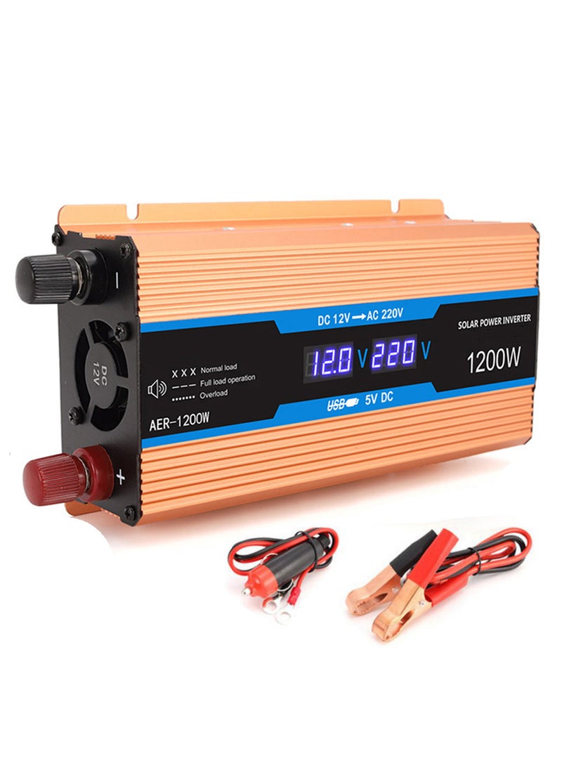 EzzySo - 1200W Car Power Inverter DC 12V to AC 220V Converter Modified Sine Wave Inverter High Frequency Watt Power Charger Inverter - Image 1