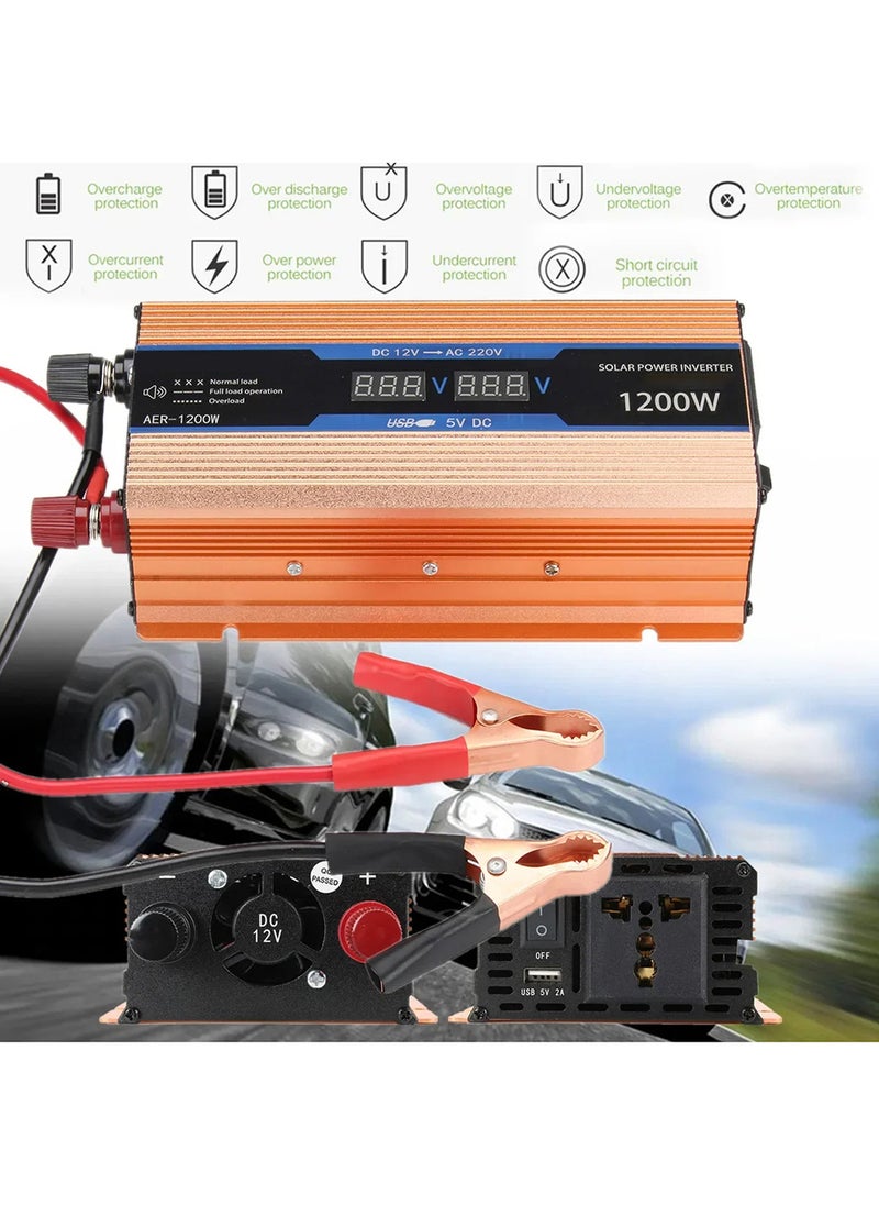 EzzySo - 1200W Car Power Inverter DC 12V to AC 220V Converter Modified Sine Wave Inverter High Frequency Watt Power Charger Inverter - Image 1