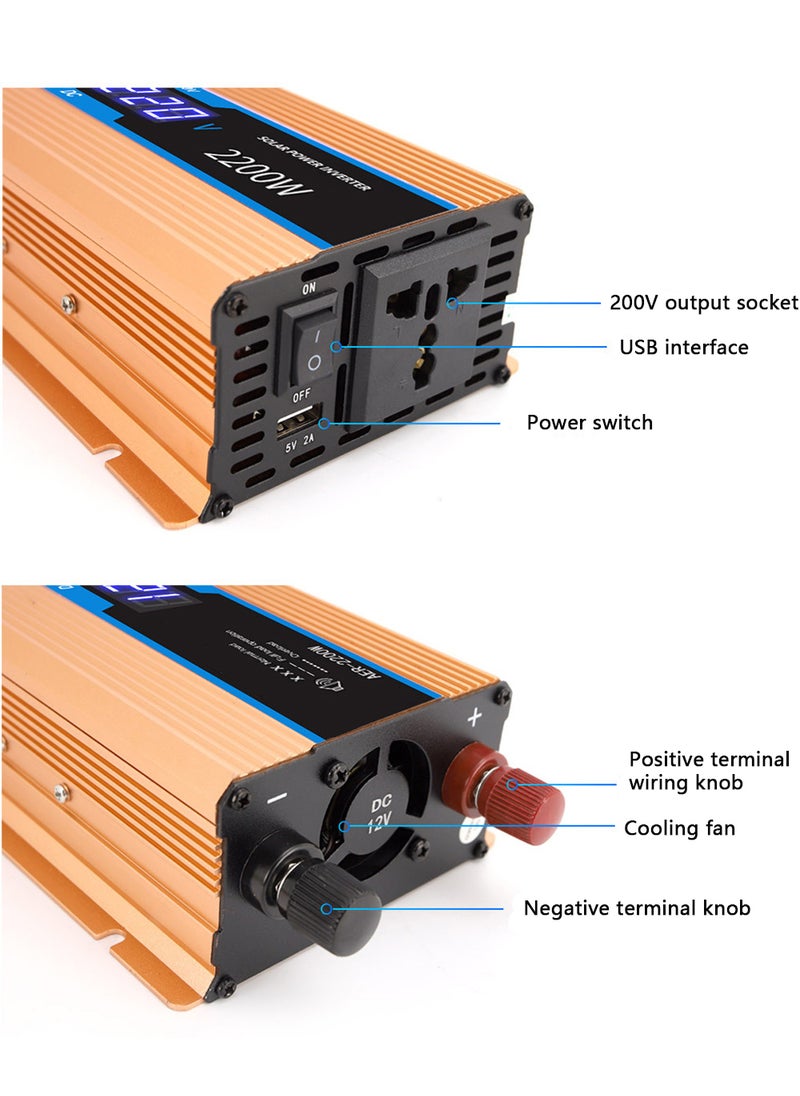 EzzySo - 1200W Car Power Inverter DC 12V to AC 220V Converter Modified Sine Wave Inverter High Frequency Watt Power Charger Inverter - Image 1