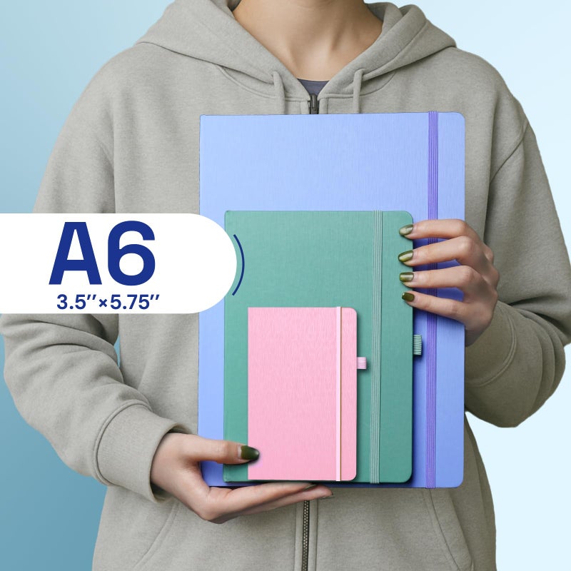 ONAVIA A6 Pocket Notebook Lined Journals, Small Journaling Notebooks, 160 Pages Hardcover Mini Notepad for Writing, Work, School, Travel and Note Taking with Pen Holder, 3.5" x 5.7" (Blue) - Image 3