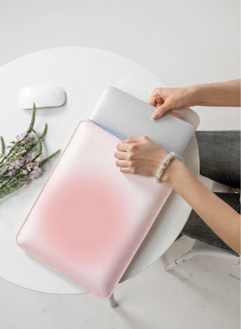 UrbanNest Laptop 14/13 Sleeve Case, PU leather, mouse pad included, water resistant, for Apple MacBook Pro/Air, Huawei, HP, Dell, Xiaomi and Other (Pink) - Image 2