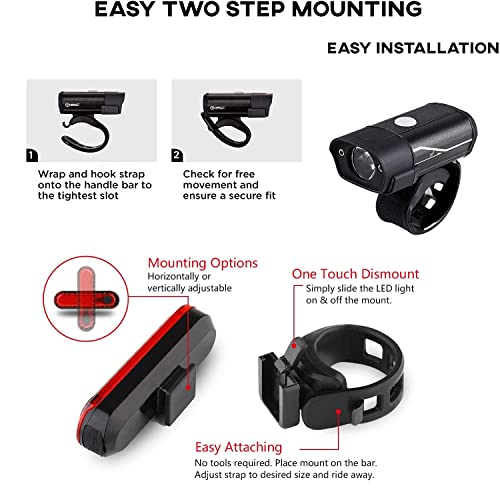 Linist USB Rechargeable Bicycle Light Super Bright Bicycle Headlight Cycling Light Waterproof Front Cycling Light with Tail Light - Image 2
