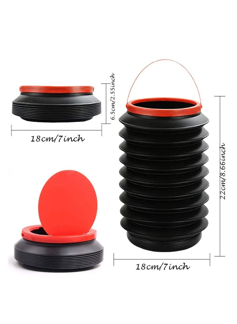 Excefore Car Trash Can with Lid, Small Plastic 4L Car Trash Bin with Lid, Folding Car Trash Bin, Car Trash Bin, Waterproof Foldable Car Trash Bin for Car Interior, Outdoor, Camping(Black) - Image 2