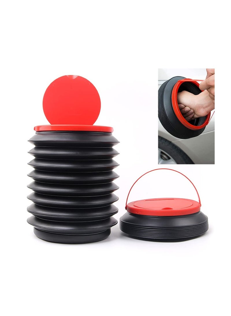 Excefore Car Trash Can with Lid, Small Plastic 4L Car Trash Bin with Lid, Folding Car Trash Bin, Car Trash Bin, Waterproof Foldable Car Trash Bin for Car Interior, Outdoor, Camping(Black) - Image 1