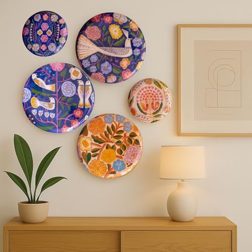 RITUALISTIC Kashmiri Wall Plates for Home Decoration | Wall Decor items for living room | Metal Wall décor | Gift items for unisex | Wall art | Wall showpiece | Home Décor Gift Items | Set of 5 plates - Image 1
