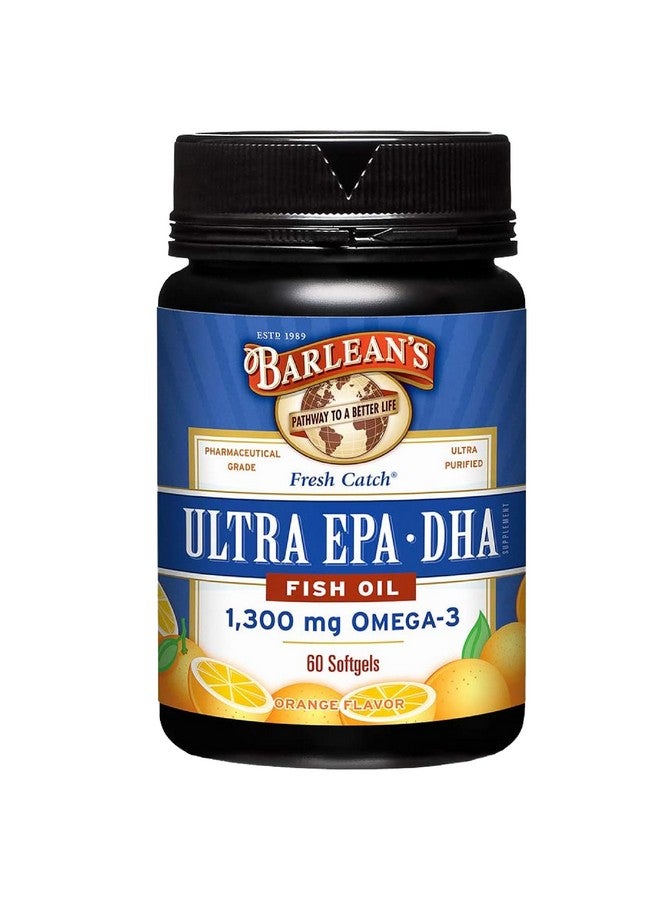 Barlean's Fish Oil Omega 3 Supplement, High Potency Ultra EPA DHA Fatty Acid Softgels, 1000mg Orange Flavored Fish Oil Pills, 60 Count - Image 1