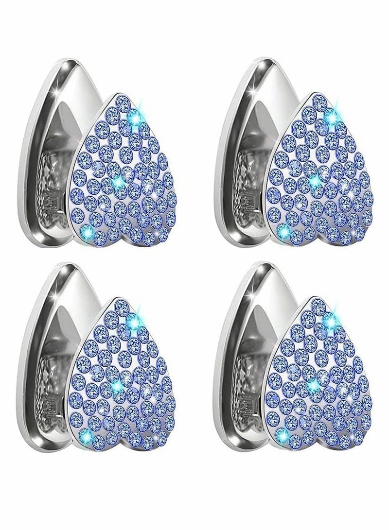 Y&D Car Hook, Mini Self Adhesive Storage Crystal Heart Shape Alloy Hook for Seat Back Dashboard, Home Living Room Bedroom Bathroom Key Wallet Mask Headphone Charging Cable (4 Pcs, Blue)  - Image 1