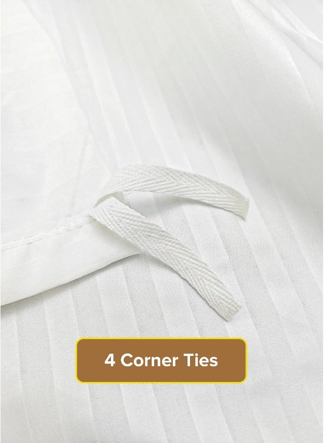 Noon East King Size 3Pc Duvet Cover Set | Soft Microfiber Material | Embossed Stripe Bright White Color | 1 Duvet Cover 220 x 240cm, 2 Pillow Cases 50 x 75 + 5 Cm | Suitable For King Size Bed - Image 3